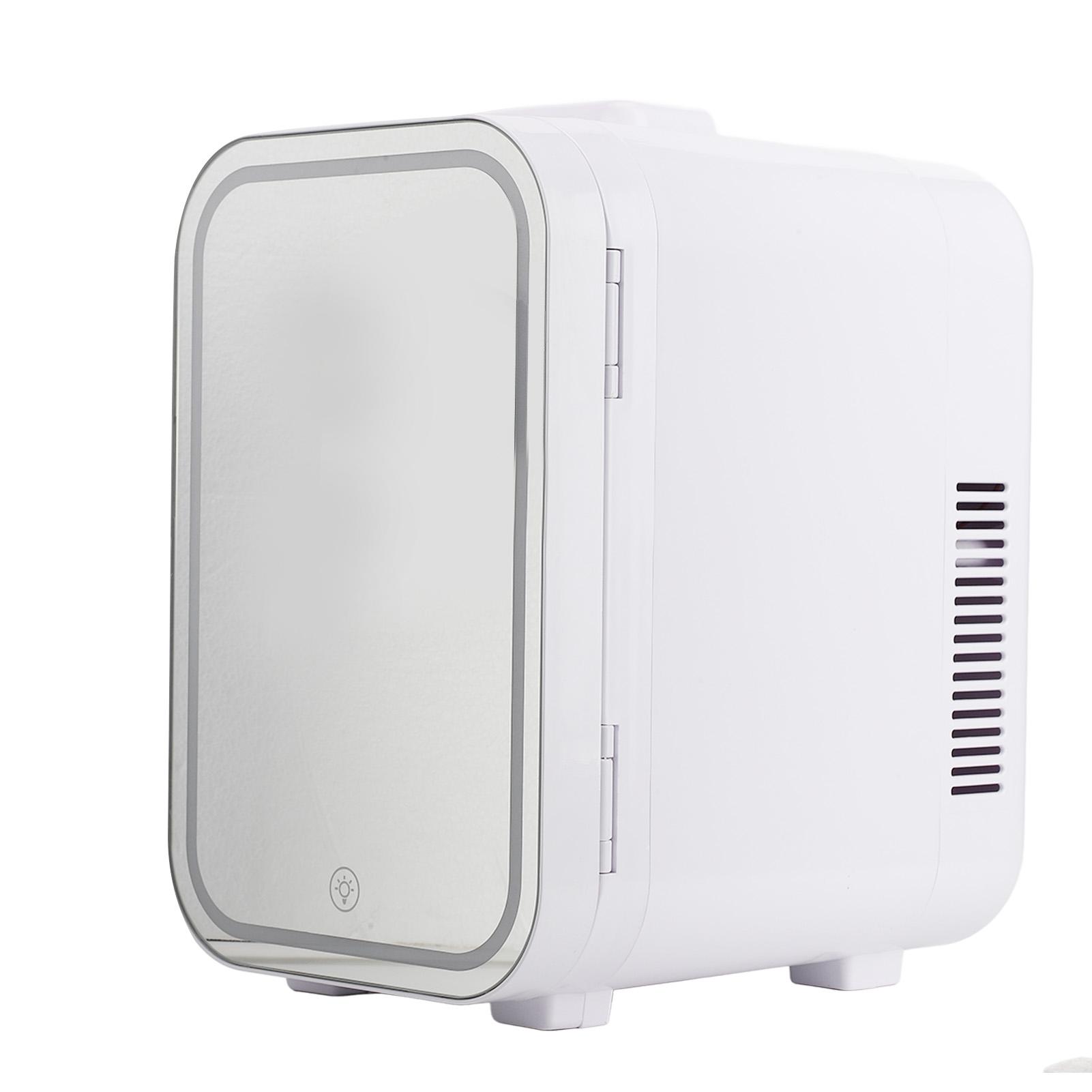 6L Kompakter Mini-Kühlschrank mit Spiegel, ultra-leiser, energiesparender, stilvoller Kosmetik-Mini-Kühlschrank mit LED UK Plug