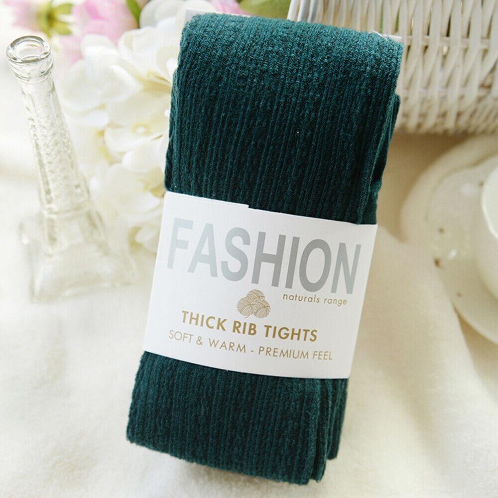 Strumpfhose mit Füßen Winter Stretch Strümpfe Damen Warmes Wollgarn Gestrickte Strümpfe grün