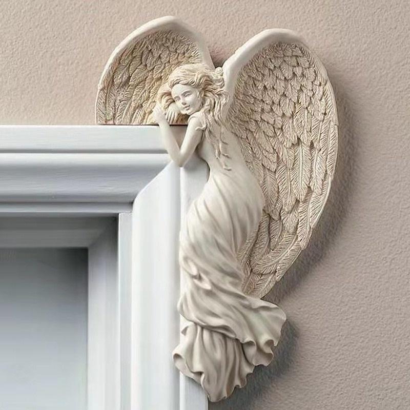 Engelsflügel, Kunstharz, Bastel-Türrahmen-Ornament, Engelsflügel, Göttin-Anhänger, Innen-/Außen-Gartentür-Dekoration, Heim-Geschenke, linke und rechte Flügel Left-(16x11x4.5cm)