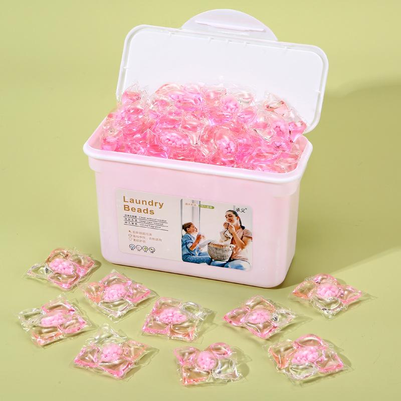 Fünf-in-Eins Waschmittel-Pods: Lang anhaltender Duft, Fleckenentfernung, Weichspülen und konzentrierte Waschmittelperlen. Cherry Blossom50pcs Boxed