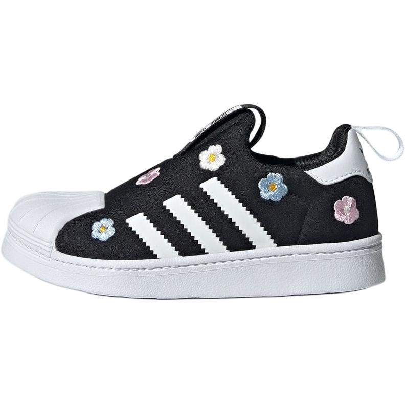 adidas Superstar 360 C Blumenstickerei - Schwarze Kinder-Sneaker Wolkenweiß Core-Schwarz Klares Pink IG7014 35