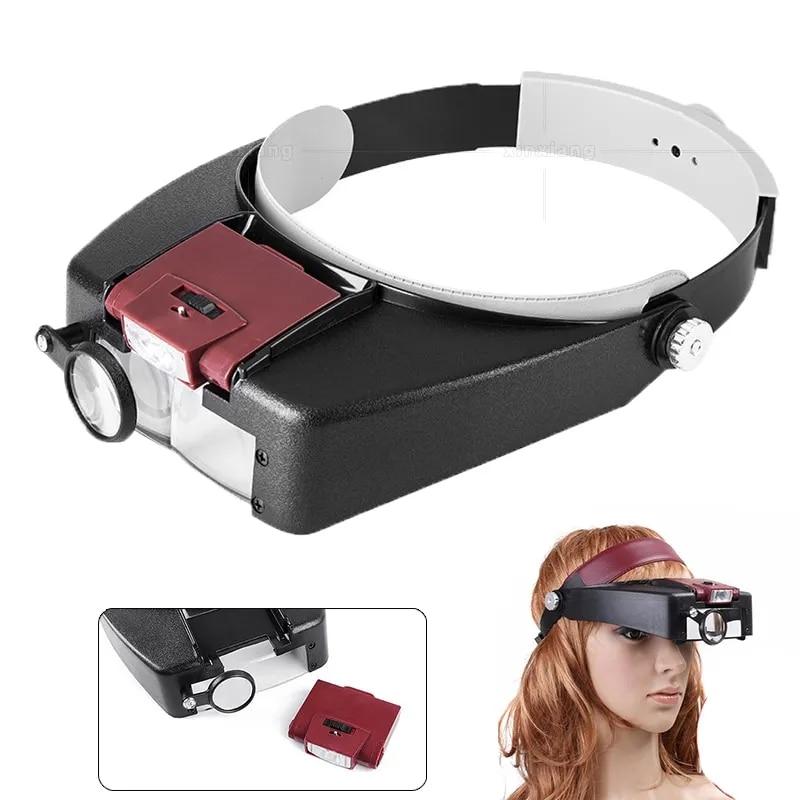 10x Stirnband Brille Lupe Einstellbare Größe Led Lupe Lupe Brille Für Lesen Optivisor Lupe Beleuchtet rot