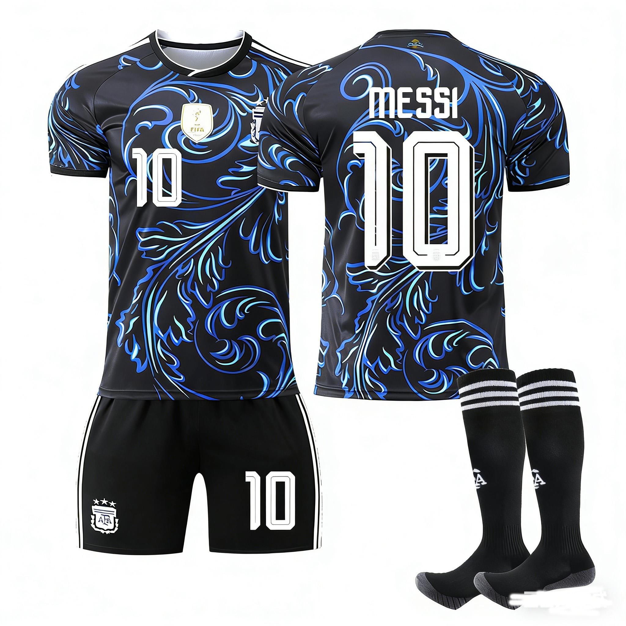 2026 FIFA Fussball-Weltmeisterschaft Argentinien Auswärts #10 MESSI Sport Trainings-Trikot-Set mit Socken Jugendliche Kinder Erwachsene Personalisierbarer Name Fussball-Kits 18