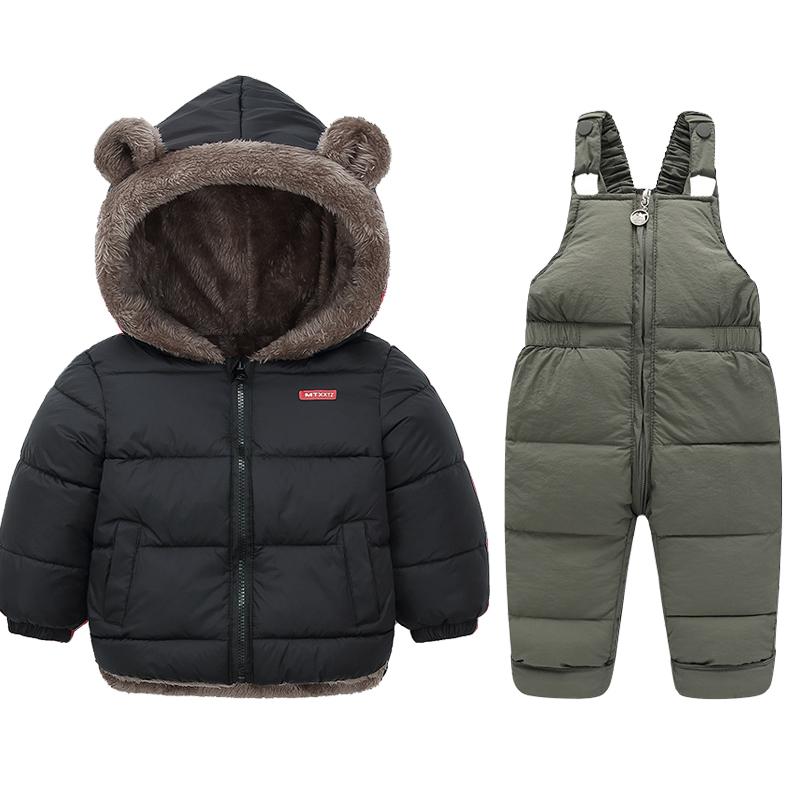 Winter Kinder Kleidung Sets Lamm Fleece Mäntel + Daunenhosen Baby Verdicken Warme 2Pcs Anzug Kinder Kleidung Jungen Mädchen Mode jacken 80cm black