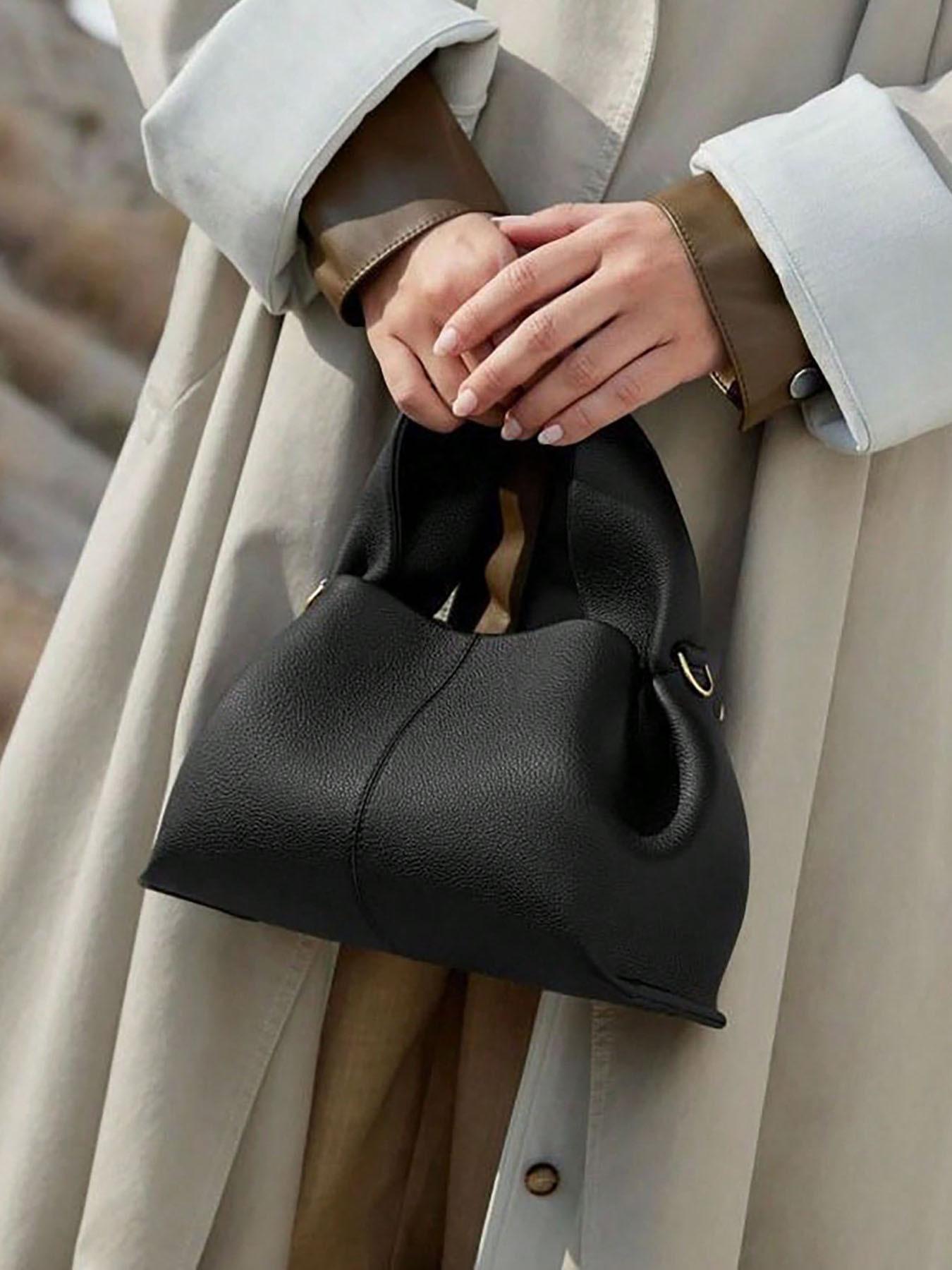 Rüschen-Tasche, Crossbody-Tasche, Knödel-Tasche, Clutch-Tasche, Hochwertige Handtasche für den Weg zur Arbeit, Lässige Tasche schwarz