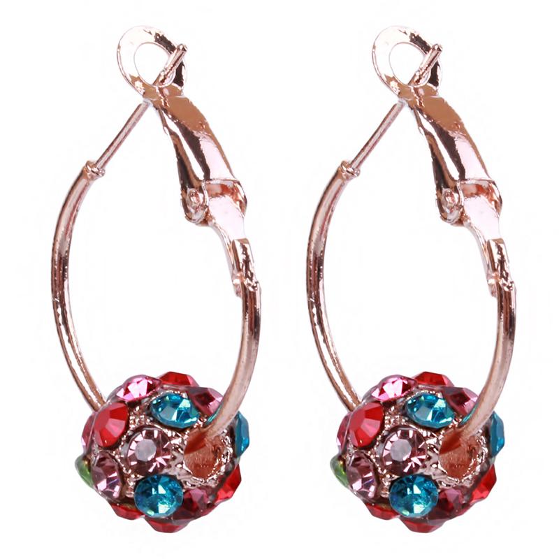 Damen Tropfenohrring Ohrstecker Kugel Bunte Diamant Ohrringe Modeschmuck bunt