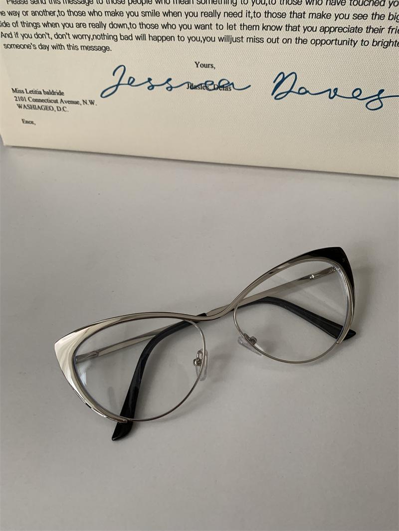 Retro Gold Cat-Eye-Brille für Damen - Stilvolle, verschreibungsfertige Brille Blue Light Blocking 0° silber