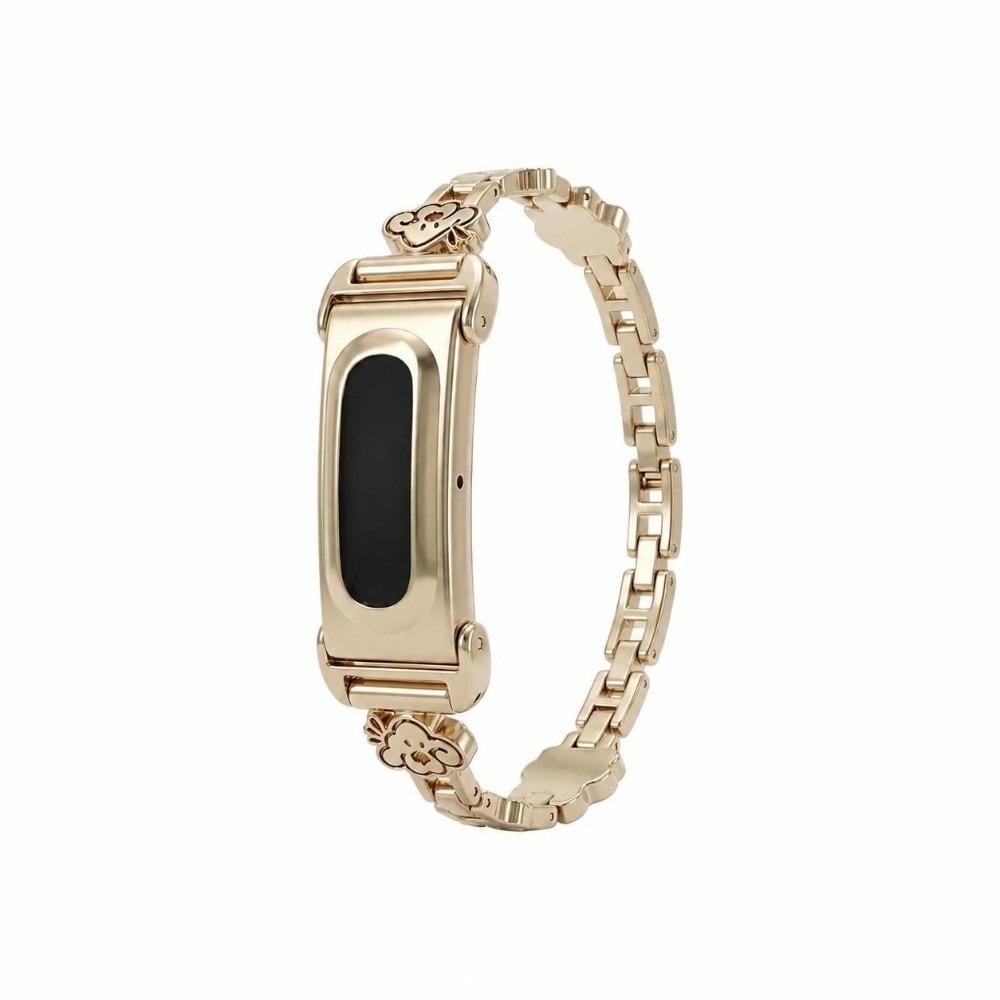 Ersatz-Metallarmband mit Rahmen-Band-Schlaufe für Google Fitbit Air Smartwatch Zubehör gold