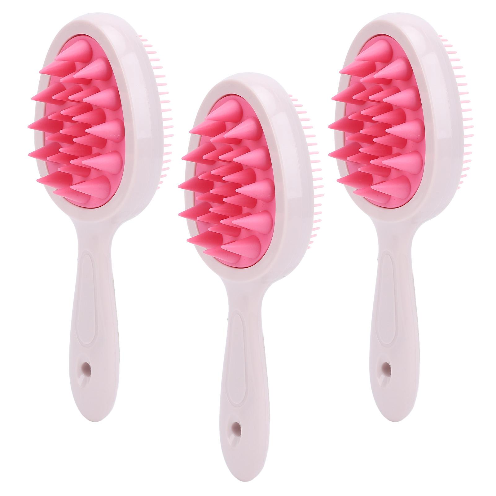 3 STÜCKE Kopfhautmassagebürste Langer Griff Doppelseitiges Zahnkopf-Massagegerät Duschbad-Massagegerät