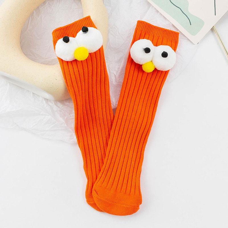Kinder Socken Weiße Baumwolle Niedliche Cartoon Augen Socken Für Mädchen Anime Socken Kinder Streifen Socken Für Jungen orange