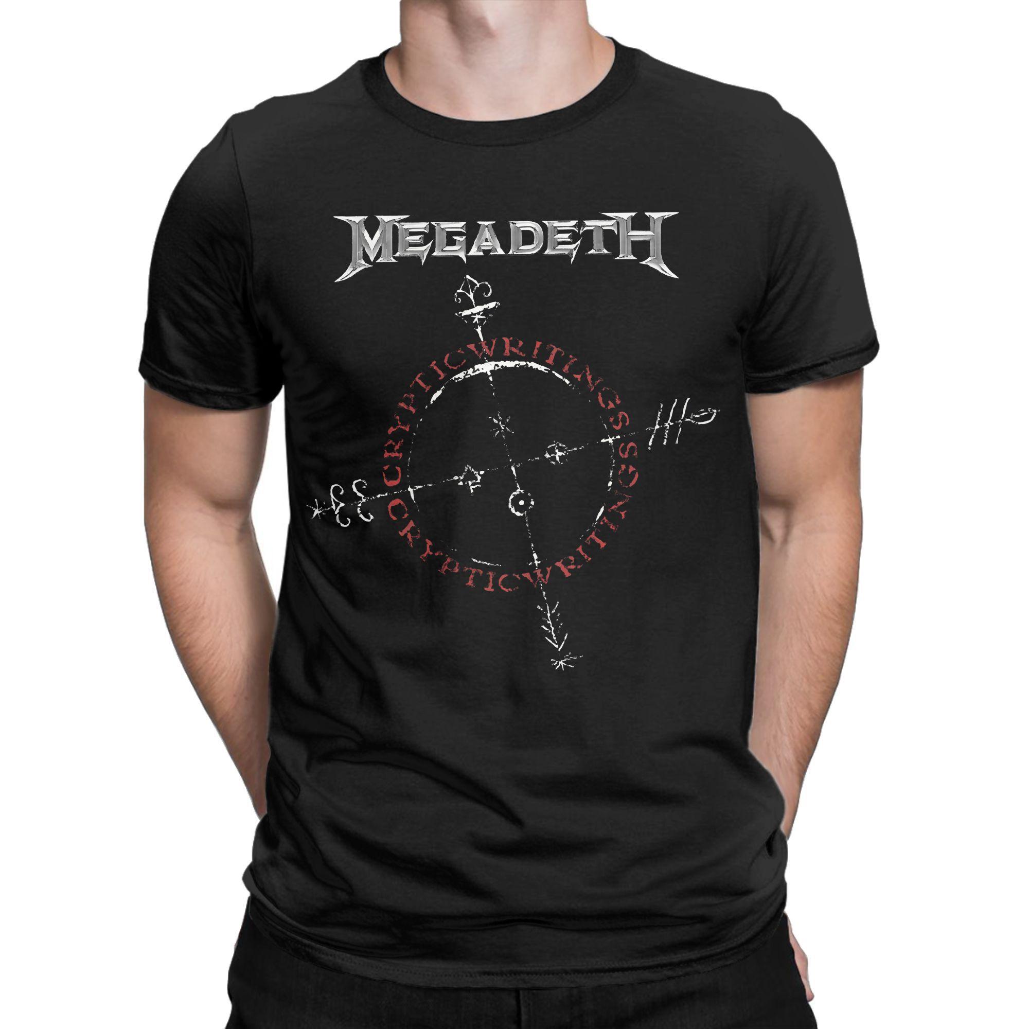 Herren T-Shirts Heavy Metal Megadeths Lustig 100% Baumwolle T-Shirt Kurzarm T-Shirts Rundhals Tops Geschenkidee XL schwarz