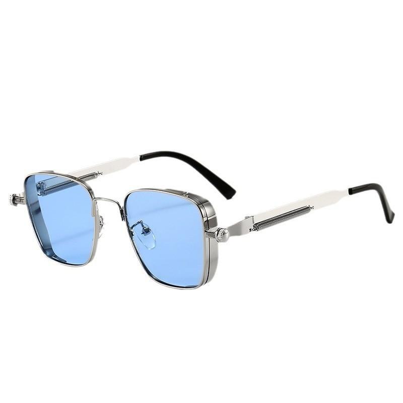 Polarisierte Sonnenbrille Herren High-End Schön Fahren Spezial Anti-UV Hohe Qualität Metall Punk Modetrends Sonnenbrille blau
