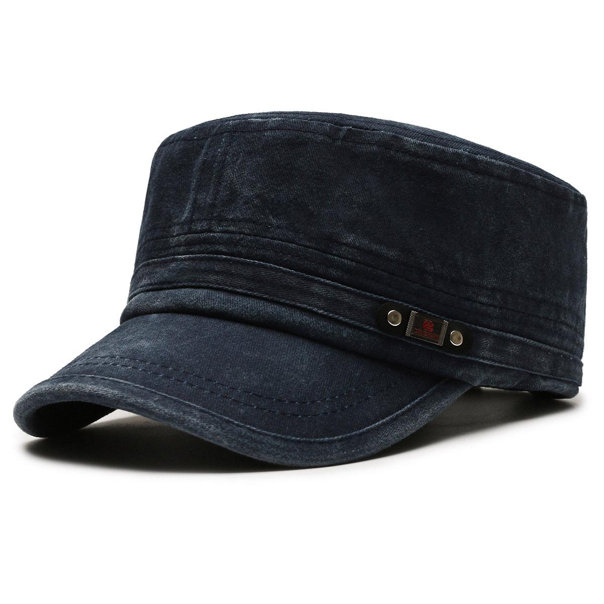 Frühling Herbst herren Military Caps Denim Schiebermütze Armee Visiere Hut Männer Training Cadet Caps dunkelblau