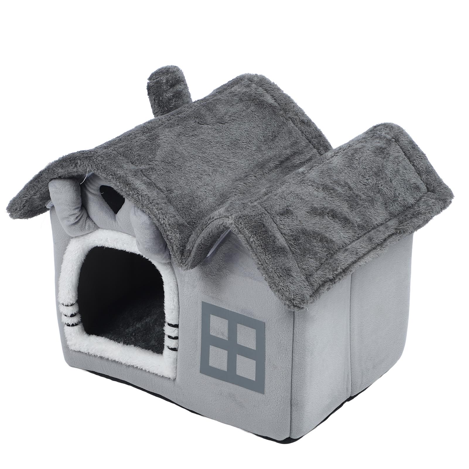 Doppeldach Indoor Hundehütte Herausnehmbares Kissen Waschbarer Bezug Höhlen-Hundehütte für Kleine Hunde M S(for 2-4kg)