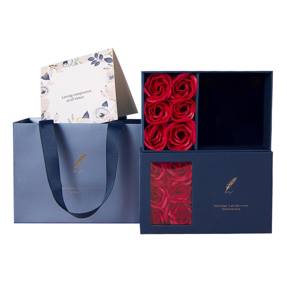 Rosen Schmuck Geschenkbox Echte Ewigkeitsrosen Handgefertigte Rosen Schmuck Aufbewahrungsbox für Freundin Ehefrau Uffrah Delnar - Double Sword