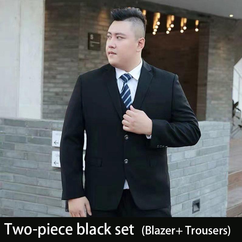 Jacke + Hose 2-teiliges Set, modisch, Übergröße, Herren, lässig, Boutique, Business-Kleid, Hochzeit, Bräutigam, Anzug, Mantel, Blazer, Hose, S-9XL 9XL schwarz