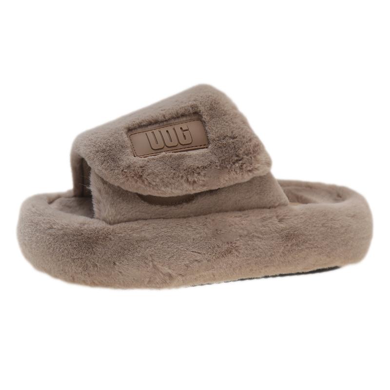 Mode Comwarm Winter Flauschige Fell Hausschuhe Damen Mode Plüsch Fuzzy Hausschuhe Indoor Zehenfrei Flats Baumwollschuhe Komfort Hauspantoffeln 37 khaki