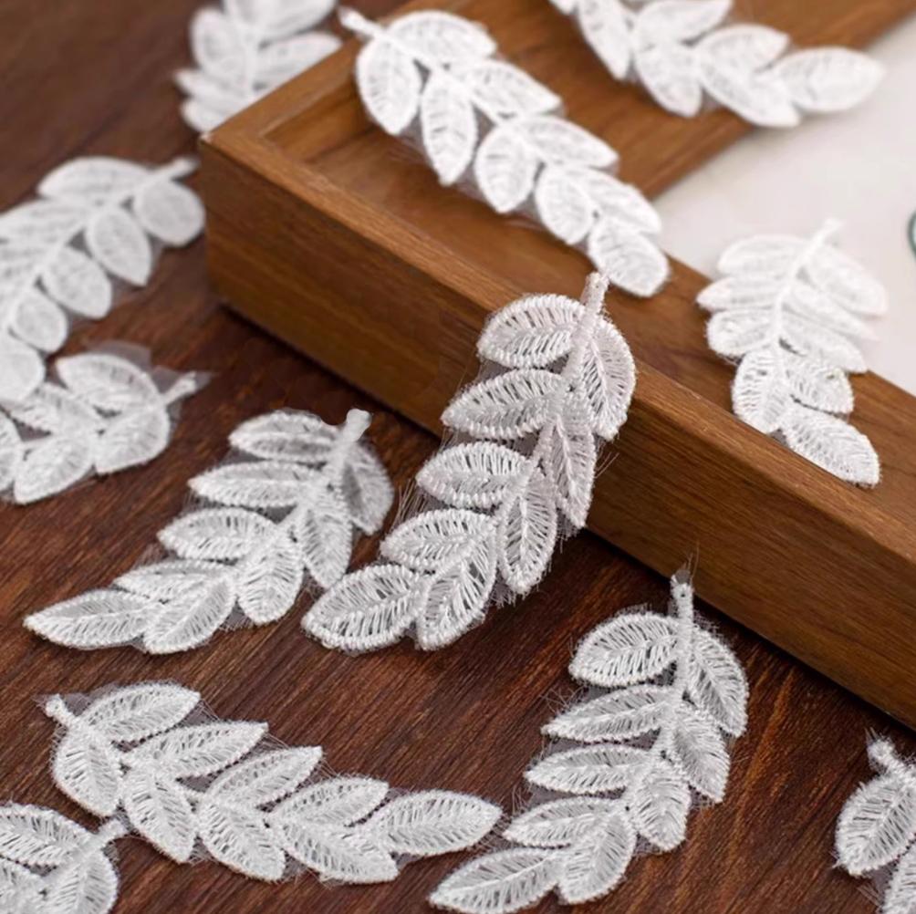 10 Stück Weißes Blattspitzenbesatz Patch Reparatur Hochzeitskleid Dekoration DlY Nähdekoration Zubehör