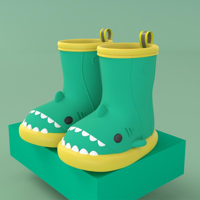 Cartoon Shark Kinder Regen Stiefel Mädchen Baby Rutschfeste Regen Stiefel Kinder Niedliche Wasserschuhe Wasserdichte Kinder Gummischuhe 23