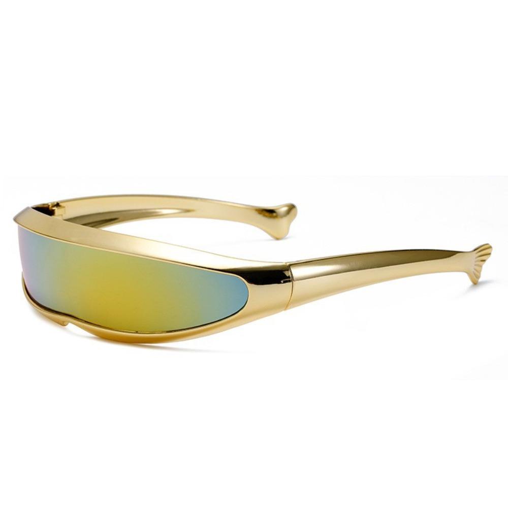 Einteilige Spiegelblockierende Sonnenbrille Futuristische Steampunk-Sonnenbrille Einfache Damenbrille Herren