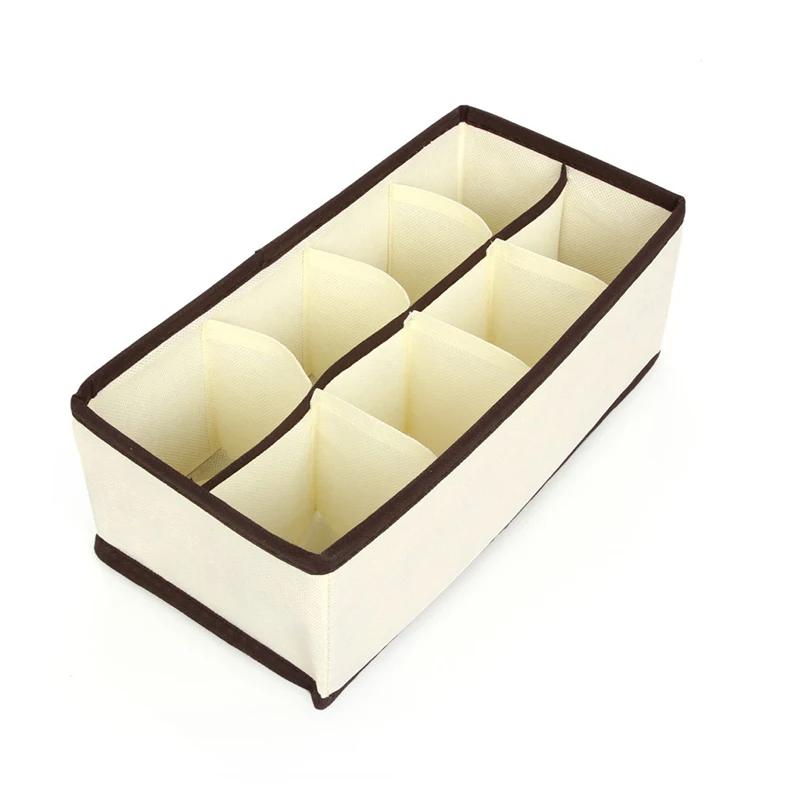 Organizer für Unterwäsche, Socken, BHs, Hosen, Schals, Krawatten, Aufbewahrungsbox, Kleiderschrank-Schubladen-Organizer, faltbarer Koffer für Unterwäsche-Organizer 8 Grid beige