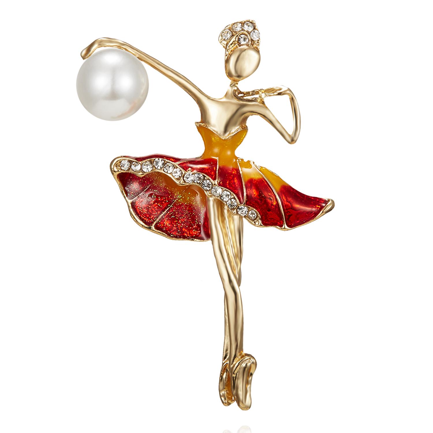 Mode Strass Emaille Gymnastik Ballett Tänzerin Brosche Pin Für Frauen Nette Pins Kristall Corsage Brosche Hochzeit Schmuck Geschenk