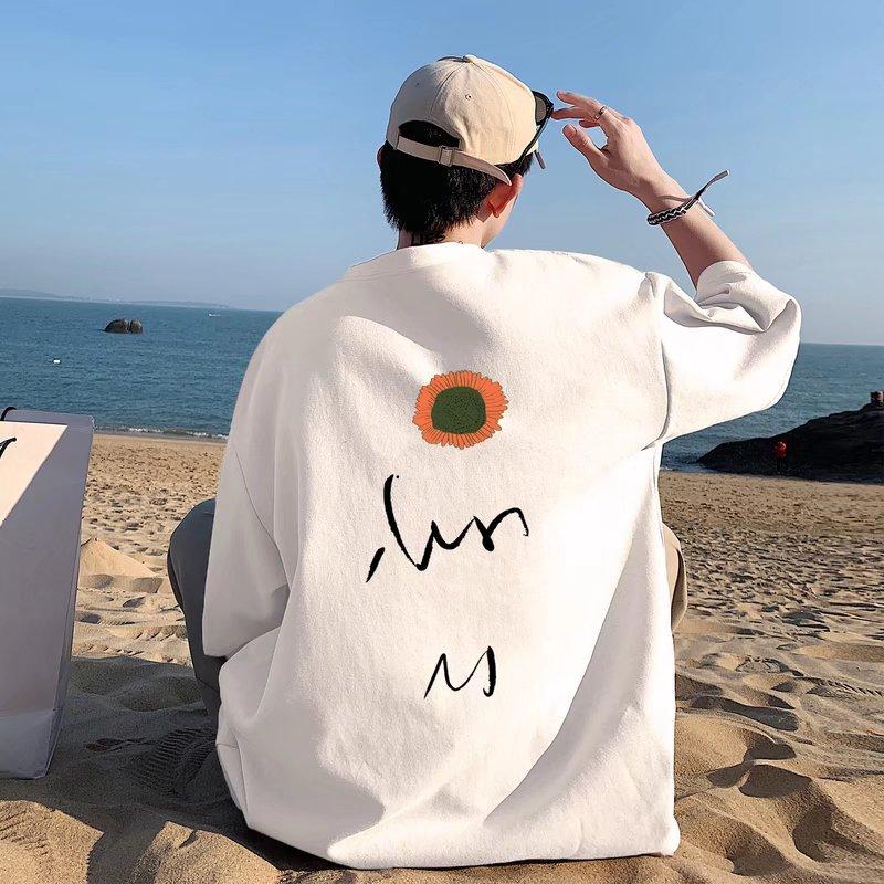 Kurzarm Herrenmode Einfacher Druck Fünf-Ärmel-T-Shirt Design Gefühl der Minderheit Lockerer Sommer M weiß