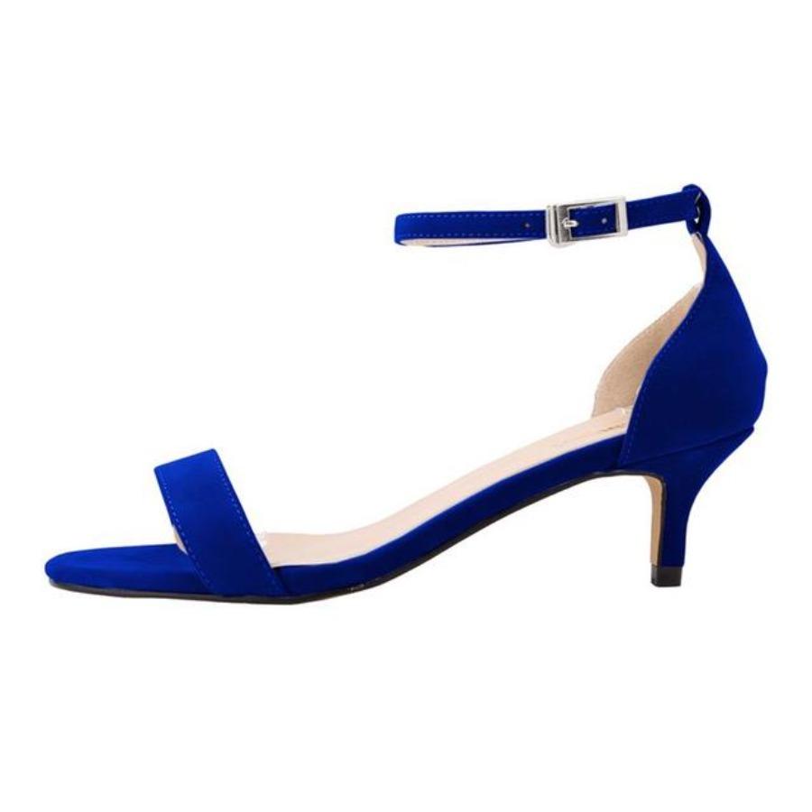 Heißer Sommer Low Heels Mode Frauen Sandalen Hochzeit High Heels Offene spitze Hochzeit Schnalle Samt Pumps 38 blau