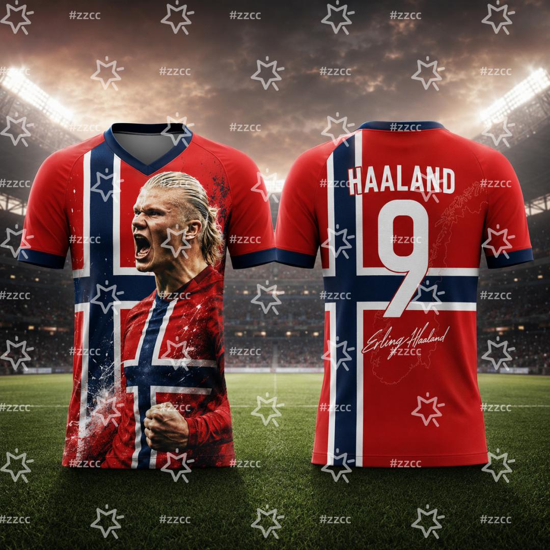 Norwegisches Haaland Fußballtrikot Fußball-Trainingsset Sommer Sport Herren-T-Shirt Kinderkleidung T-Shirt Damen Radtrikot 7XL red
