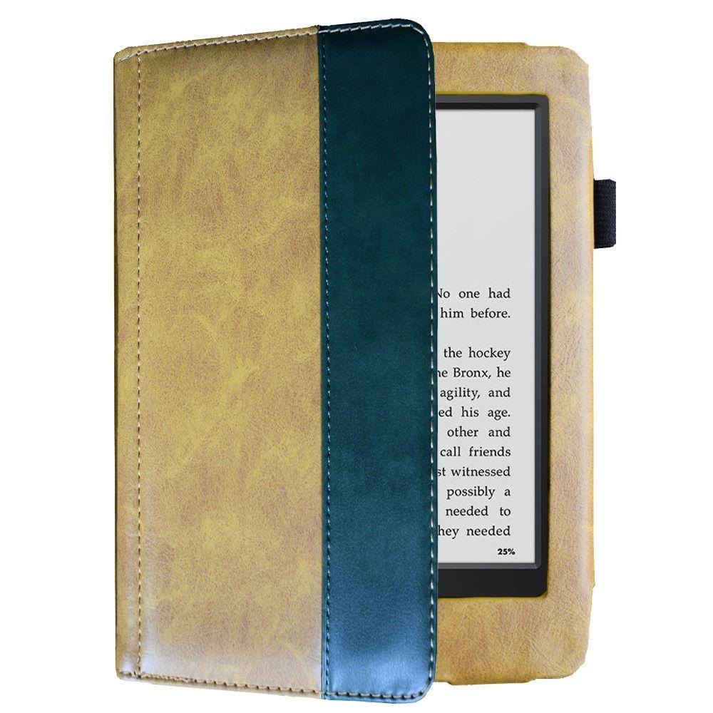 Funda e-Reader Schutzhülle Magnetverschluss Flip Shell für Kindle Touch D01200 braun/grün