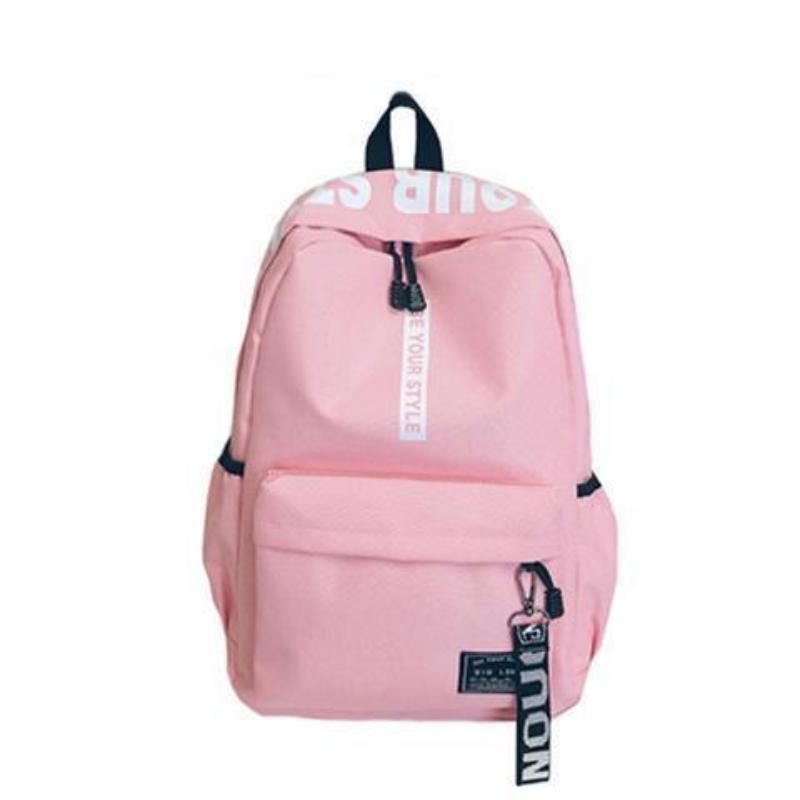 Mode Campus Canvas Rucksack Schultasche Herren Rucksack Trend Junior High School High School Student Rucksack mit hoher Kapazität rosa