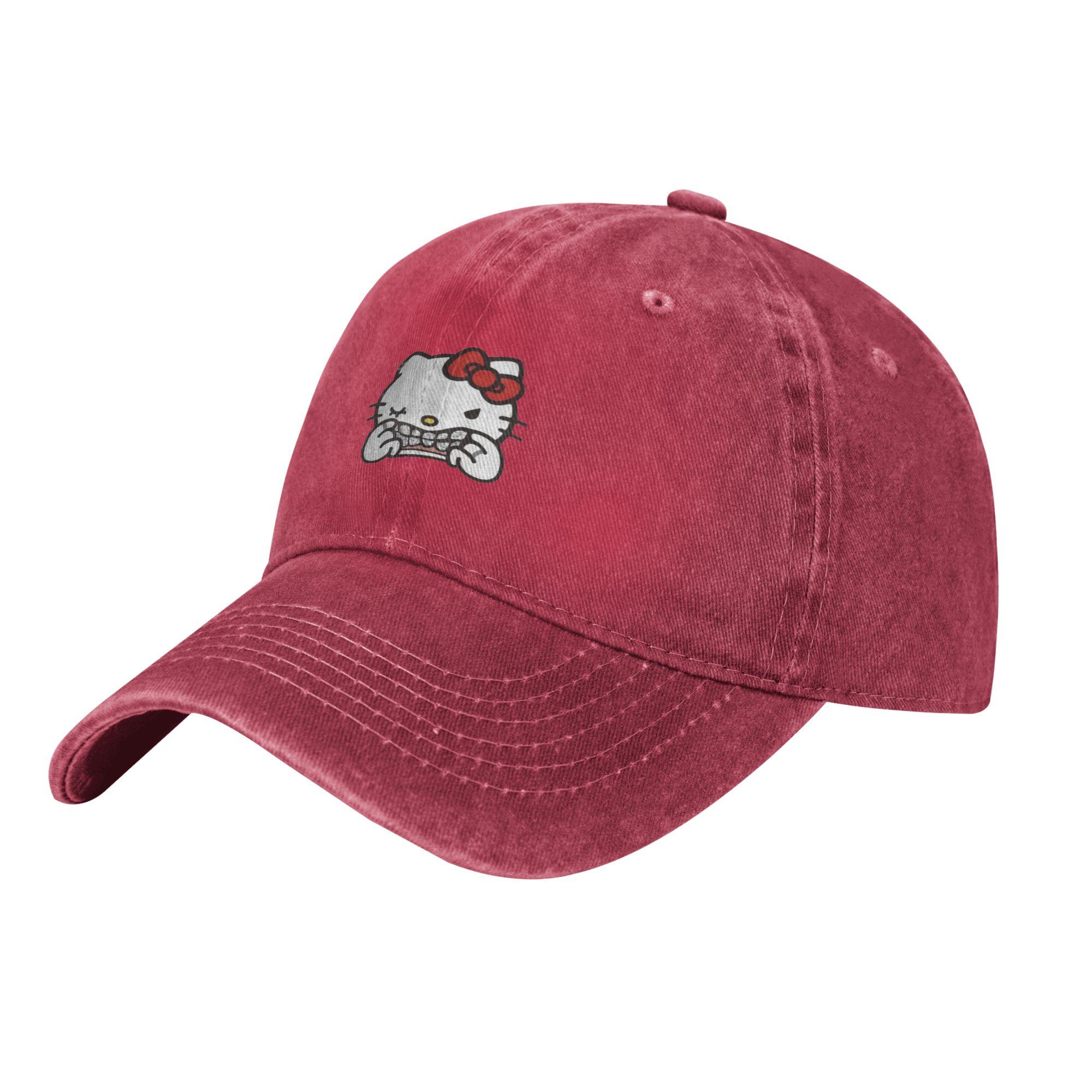 Hello Kitty Sonnen-Baseballkappe Frühling Herren Erwachsene Design Hip Hop Hüte Atmungsaktiv y2k Retro Outdoor-Sport Snapback-Kappe One Size brown