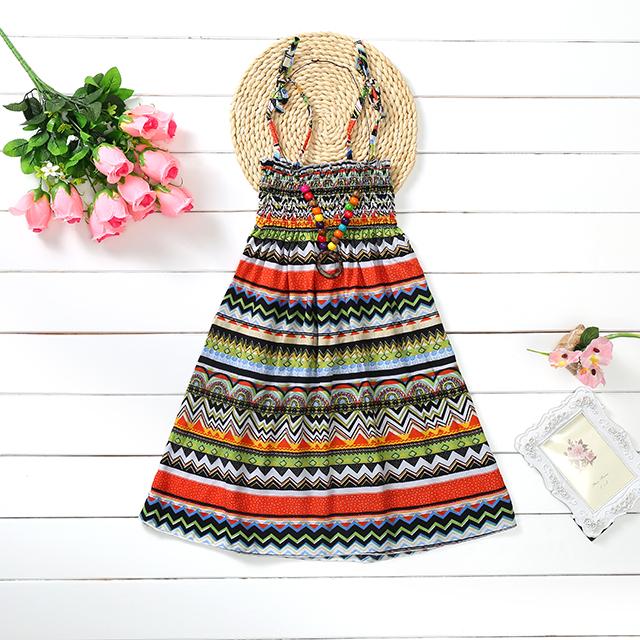 Sommer Mädchen Blumenkleid Träger Rüschen Bohemian Strand Prinzessinnenkleider für Mädchen Kleidung 2-12 Jahre 100