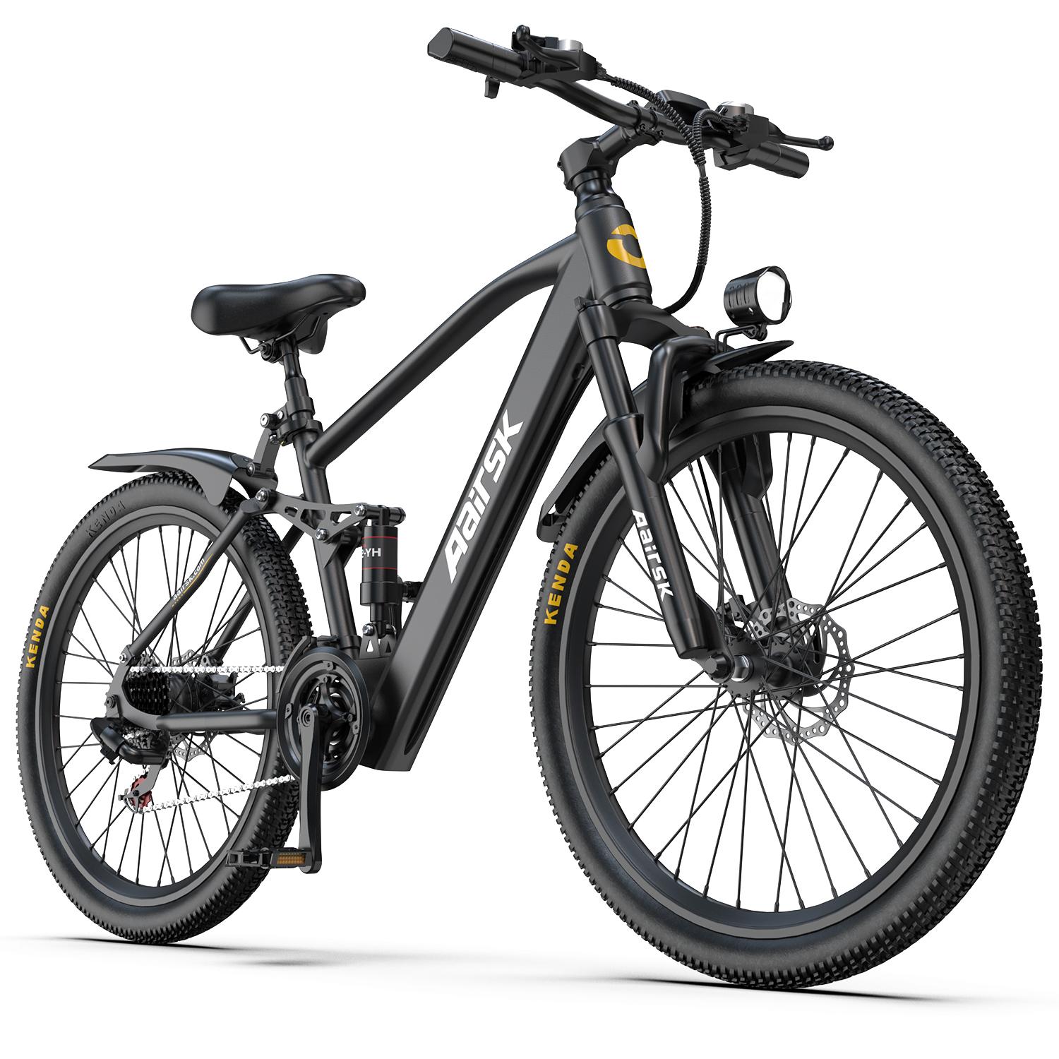 Aairsk 26  Elektrofahrrad für Erwachsene, 250W Motor 36V 13Ah Akku, 21-Gang E-Mountainbike NFC-Entsperrung schwarz