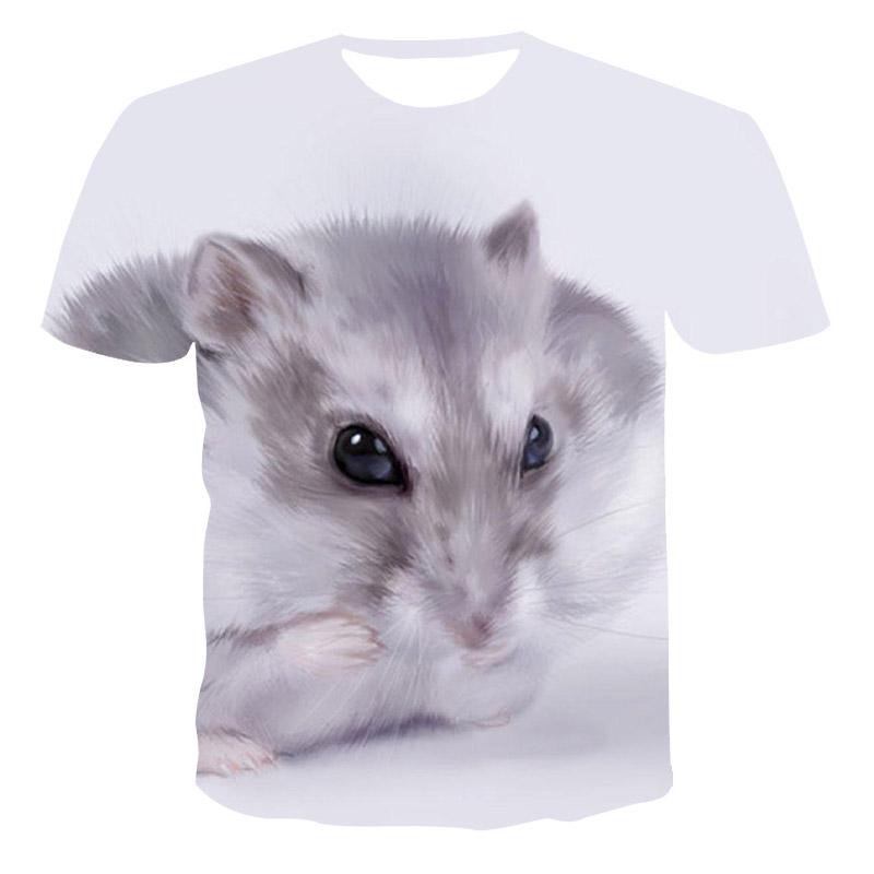 Lustige Hamster-Grafik Kinderbekleidung Niedliches Mädchen T-Shirt Kurzarm Kinder Sommerkleidung Lässiges Jungen T-Shirt Rundhals Tops 150