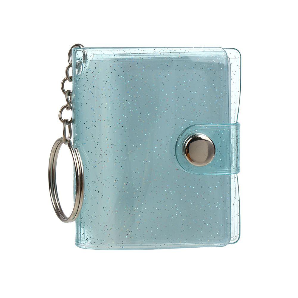 1PC PVC Schlüsselanhänger Zubehör Schmuck 2 Zoll für Fotos Karten Fotos Halter Mini Fotoalben blau