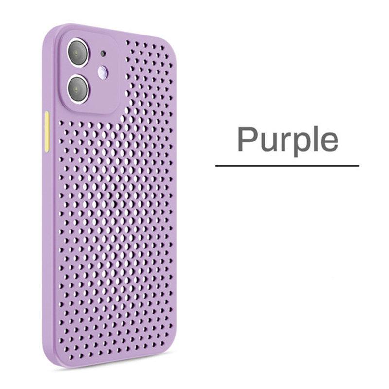 Wärmeableitung Atmungsaktive Kühlung Fall Für iPhone 16 15 14 13 12 11 Pro Max XR XS Max X 7 8P 6s 14 15 Plus Weiche Silikon Stoßfest Stoßstange Abdeckung iPhone 6 Plus/6S Plus violett