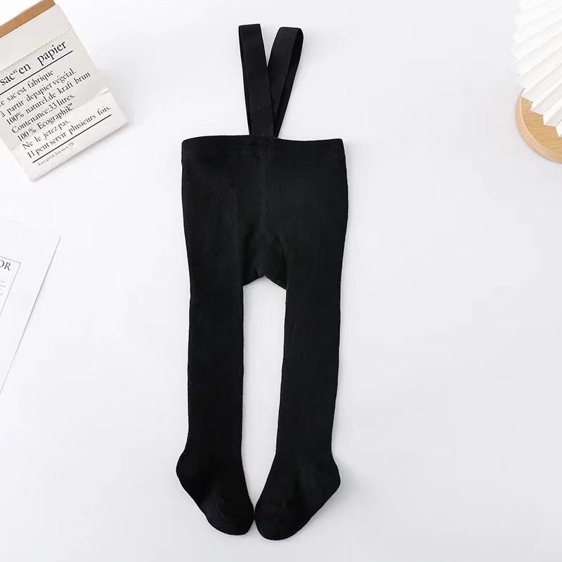 Herbst Baby Strumpfhosen mit Trägern Gestrickte Baumwolle Kleinkind Hosenträger Hosen Kinder Strumpfhosen Säugling Overalls für Mädchen Jungen Leggings M schwarz
