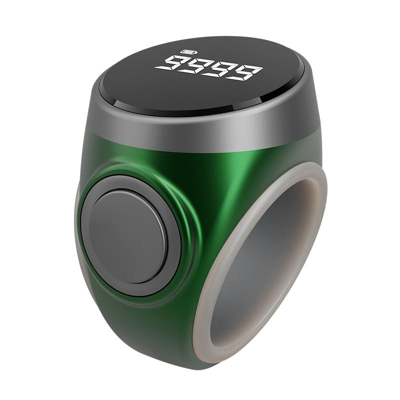 Smart Tasbih Zählwerk Digitaler Elektronischer Fingerringzähler Muslime Tasbeeh Zikr Ring Gebetszeit Vibrationserinnerung grün