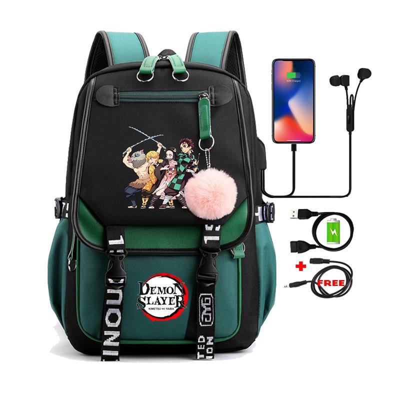 Anime-Rucksack, große Kapazität, für Manga-Reisen, tägliches Reisen, Büchertaschen, Dämonentöter, Nezuko, Kawaii-Cartoon-Schultasche für Erwachsene