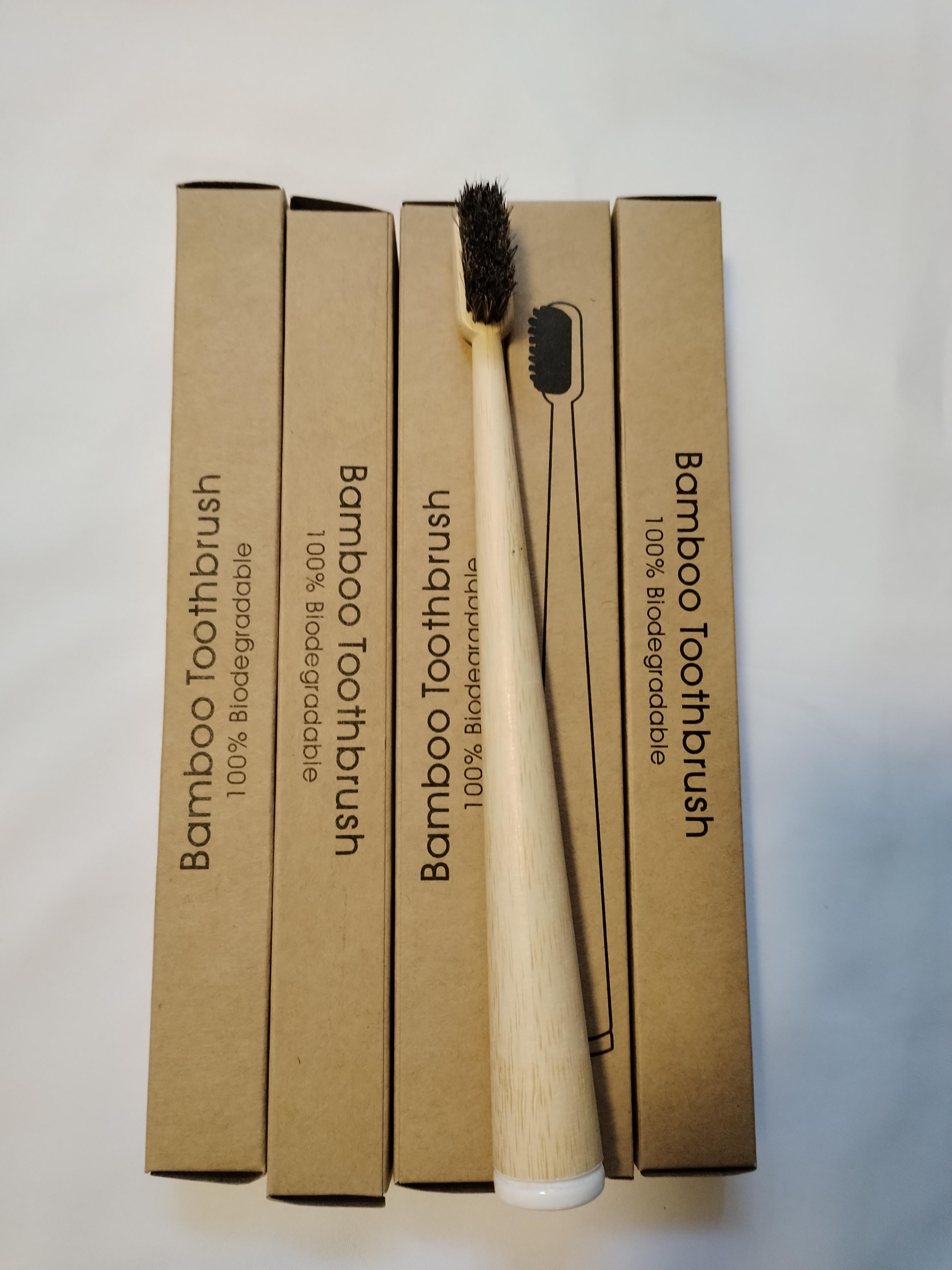 5 Stück Rosshaar Bambus Zahnbürste Weiche Natürliche Borsten Bambus Zahnbürste Kompostierbar Biologisch abbaubar Zero Waste Plastikfrei