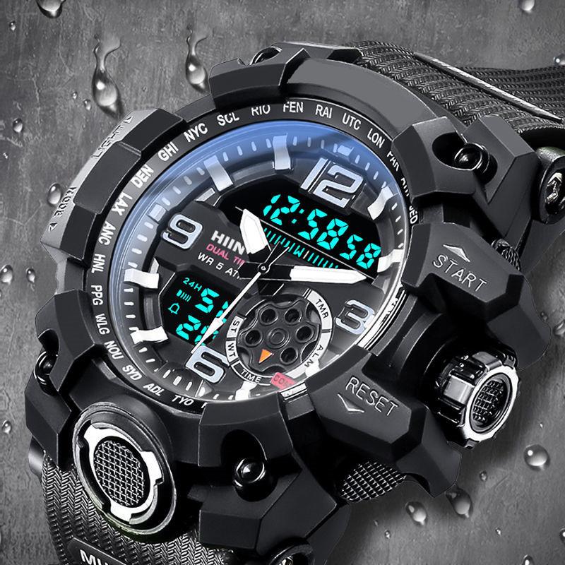 Neue Sport Relogio herren Uhr Wasserdicht Military herren Uhren Multifunktionale Mit Dual Display Leucht schwarz