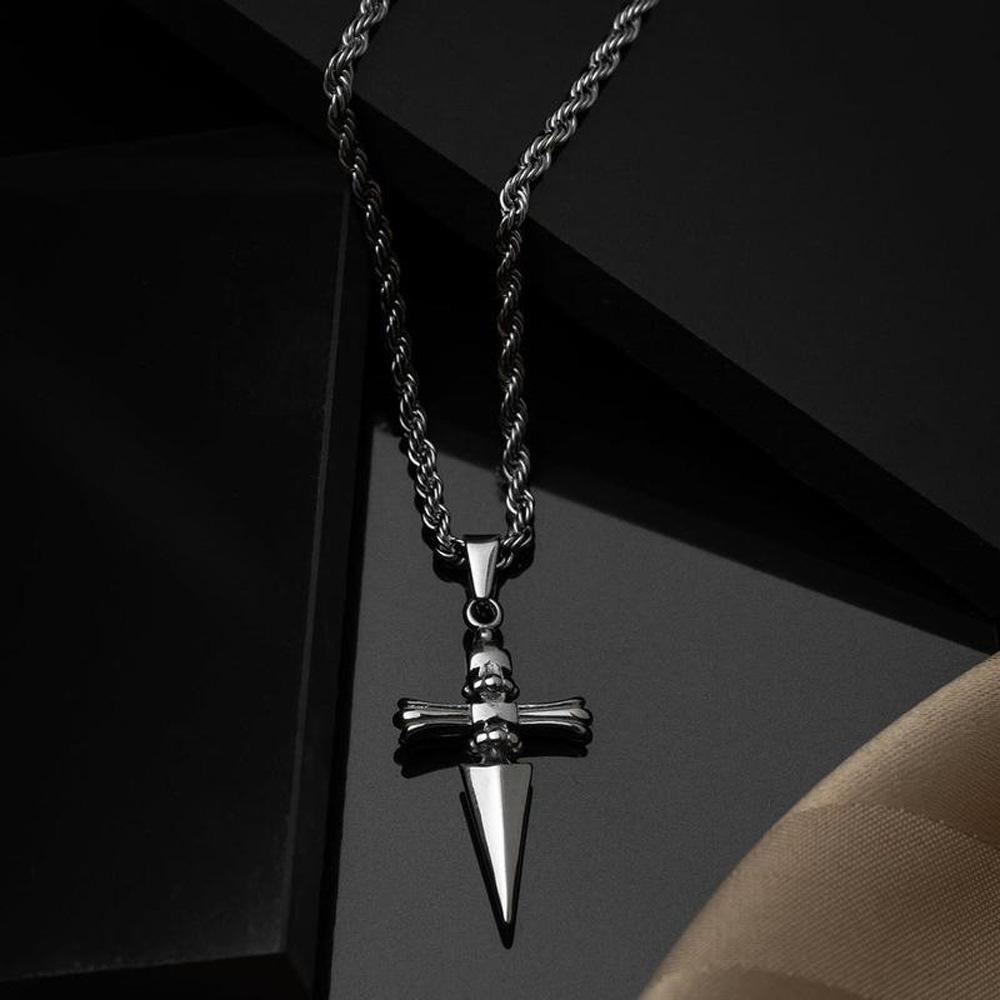 Anime Halskette für Männer Urteils Kette Halskette H-X-H Anhänger Herren Schmuck Kreuz Halskette Vintage Handgefertigt Geschenk für Anime Liebhaber schwarz