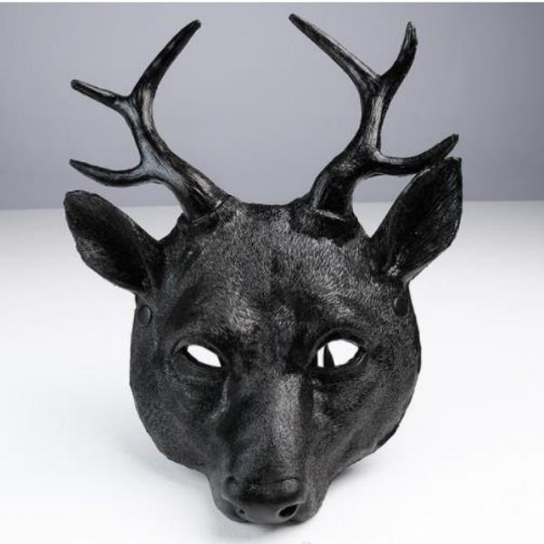 Cosplay Hirsch Maske 3D Tier Maske PU Schaum Personalisierte Geschenk Frauen Männer Karneval Party Rave Club Rollenspiel Masken schwarz