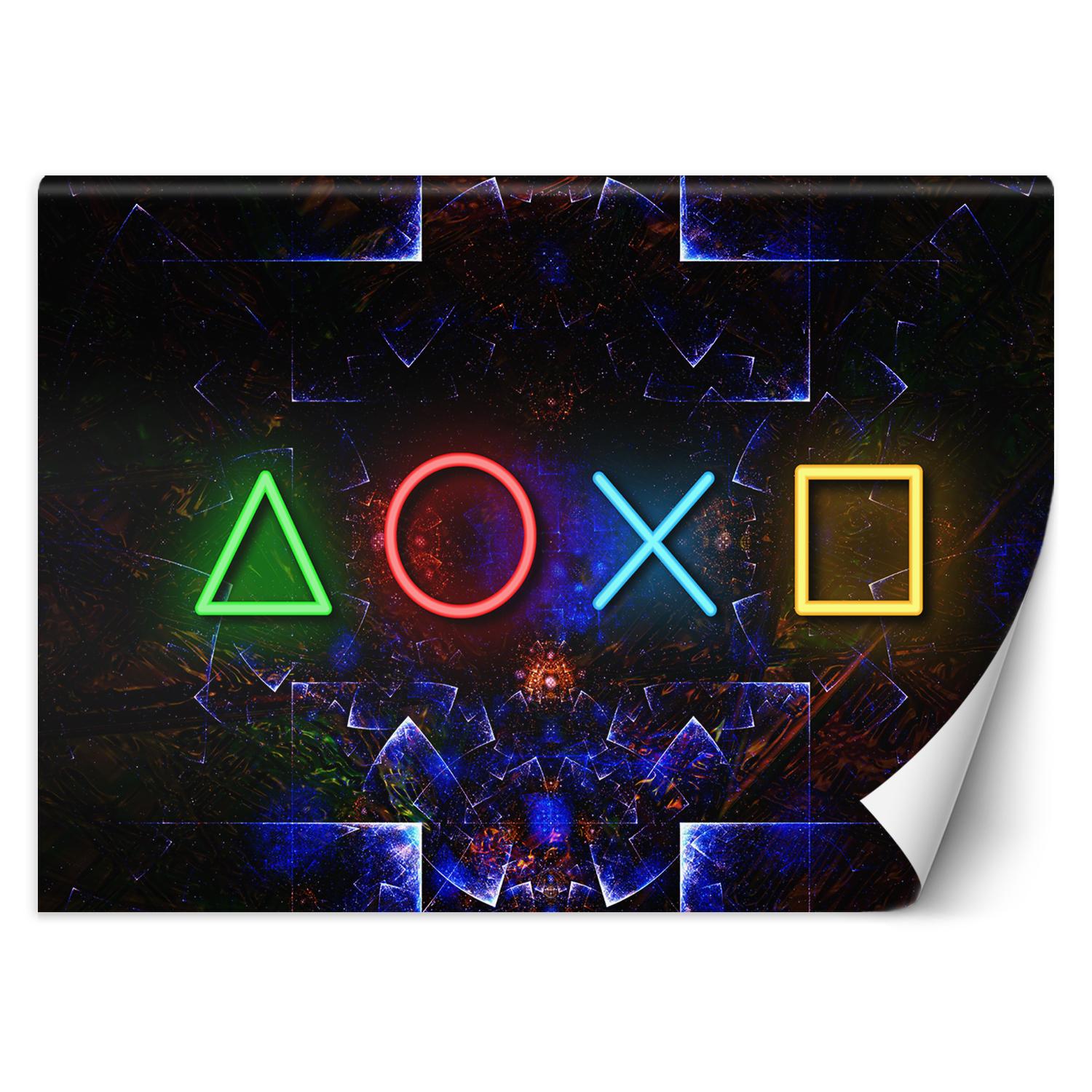 Tapete Spielkonsole Spielsymbole für das Spielerzimmer 100x70 Violett