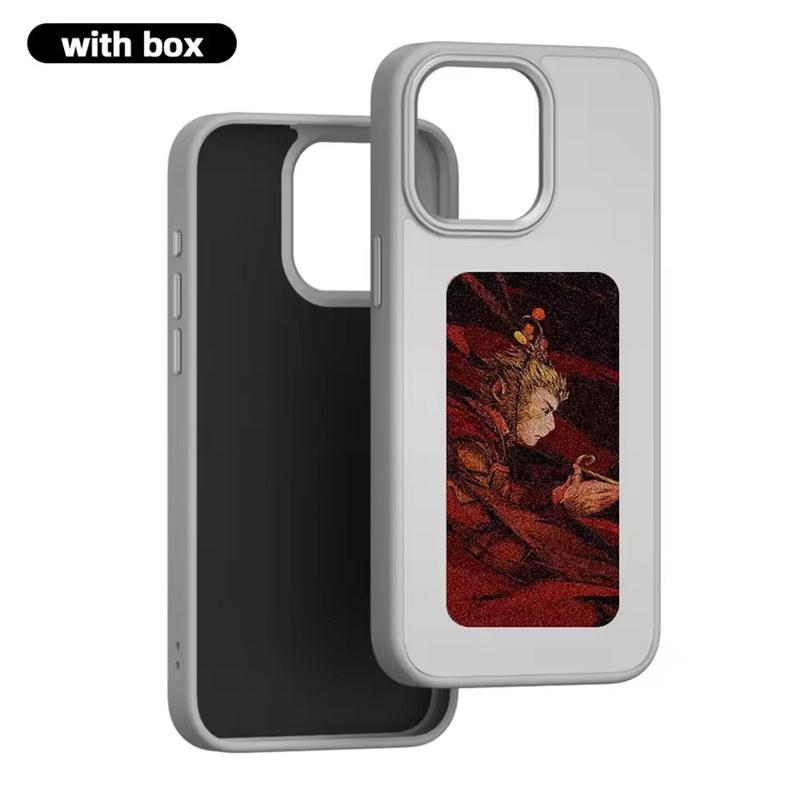 NFC DIY Bild Tinte Telefon Fall für iPhone 16 15 14 13 12 Pro Max DIY Fall Bildschirm Telefon Abdeckung Cartoon Schutz Funda Batterie Kostenloser iPhone 14 Pro Max grau