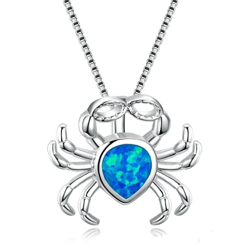 Boho Niedliche Seetier Seestern Anhänger Halskette Für Frauen Einlage Imitation Blauer Opal Halskette Hochzeitsparty Schmuck Geschenke 50cm gray