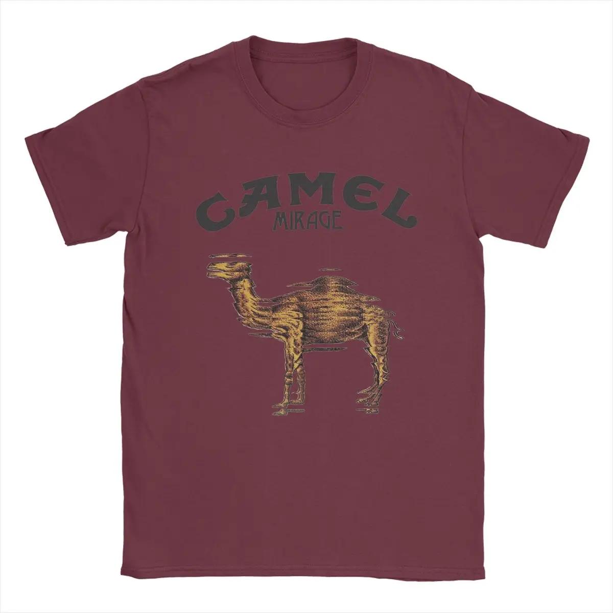 Herren T-Shirts Camels Mirage Band Lustige T-Shirts aus reiner Baumwolle Kurzarm T-Shirts O-Ausschnitt Tops Große Größe XXXXL bordeaux