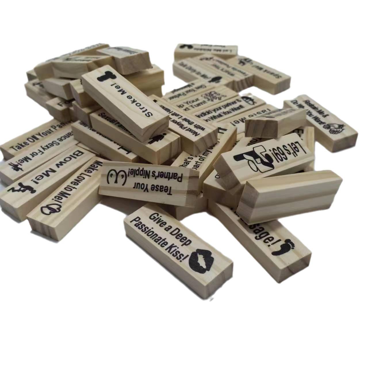 48 Stück Sex Block Spiel für Erwachsene Sexspielzeug Valentinstag Jenga Stapelspiele Holzklotz für Paare Erotik Party SM Block
