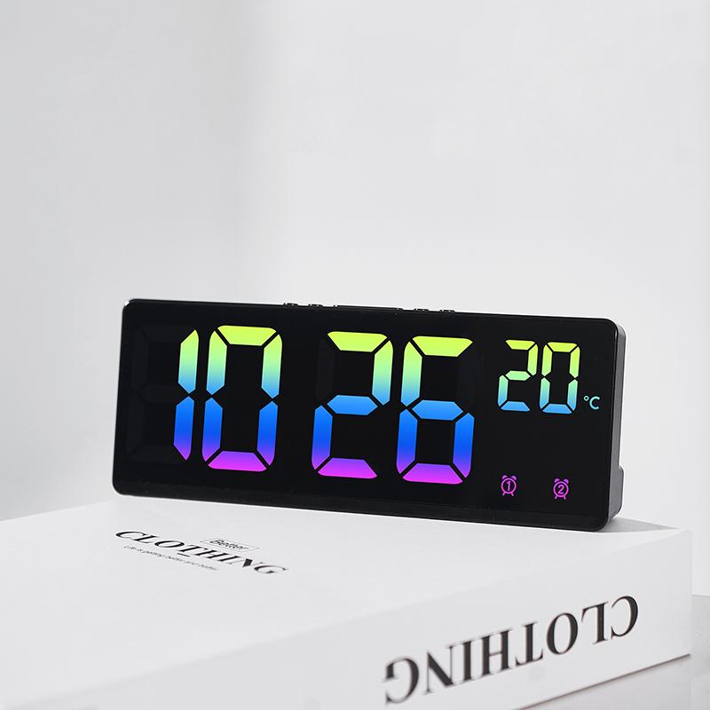 Sprachsteuerung Spiegel Wecker Digitale Temperatur Dual Alarm Snooze Desktop Tischuhr Nachtmodus 12/24H LED Uhr Uhr Acrylic grün